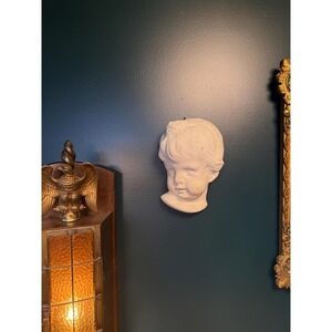 Vintage‎ Chalkware Wall Bust, Child — 10.5″, Plaster Sculpture, c. 1940s–50s
